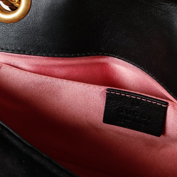 SOLD Gucci Black Velvet Matelassé GG Marmont Mini Bag - Picture 9 of 11